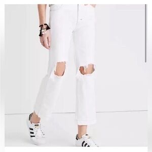 White Cotton Ripped / Distressed Madewell x Where I Was From Jeans [Size 25]